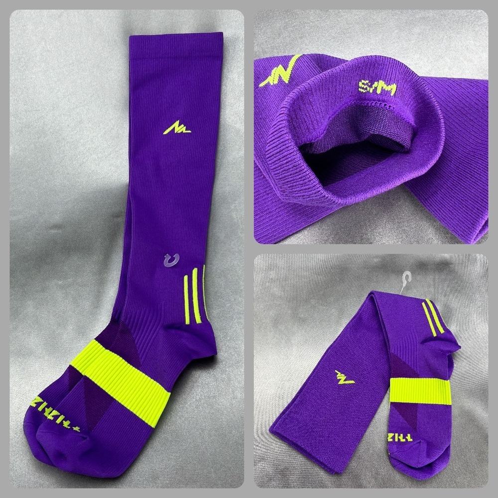 NEWZILL Compression Socks Men S/M Purple Neon Yellow Athletic Knee High Recovery